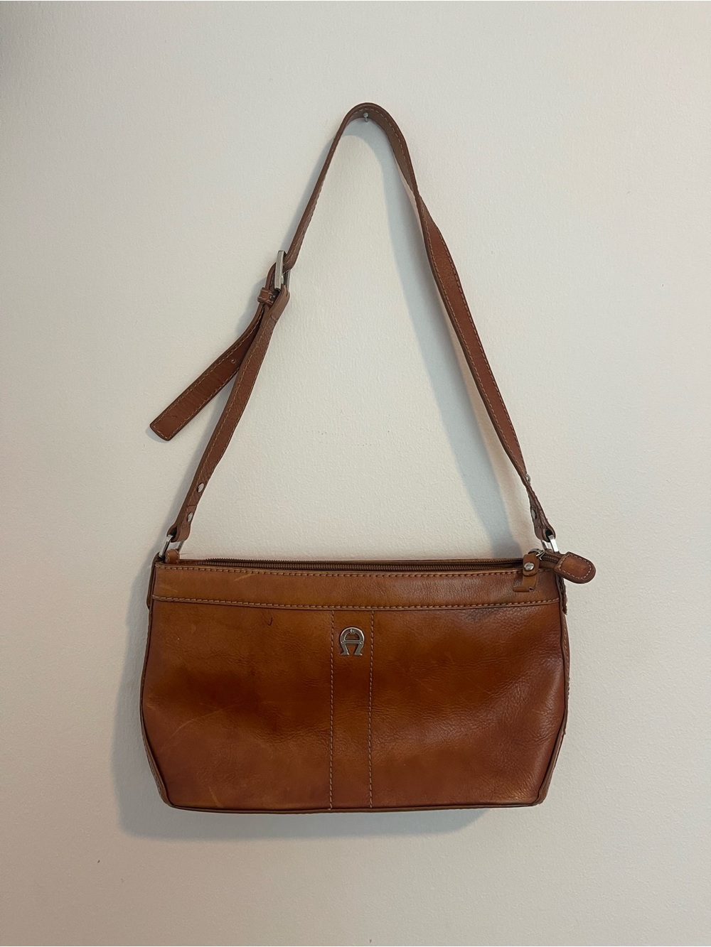 Etienne Aigner Cognac Brown Leather Shoulder Bag